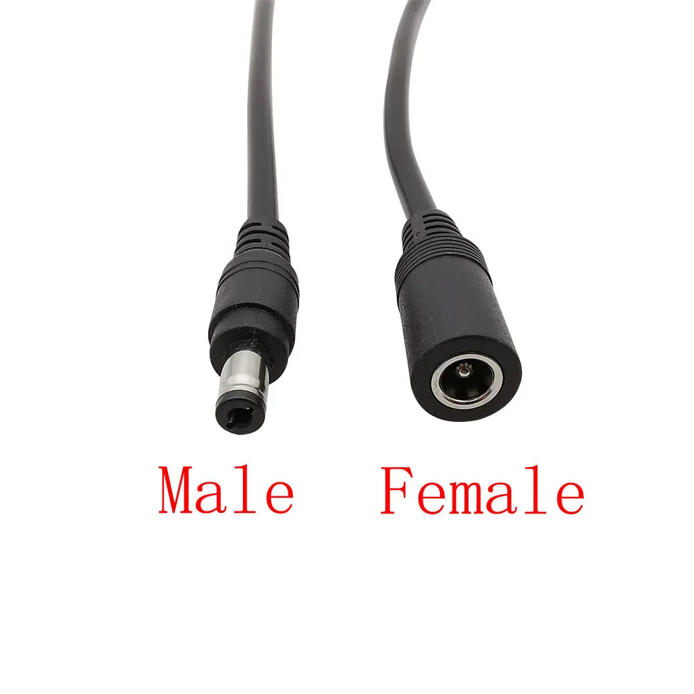DC Power Pigtails Cable DC 5.5mm x 2.1mm Male Female to Bare Wire Open End 18AWG Wires Connector for CCTV Camera LED Strip Light