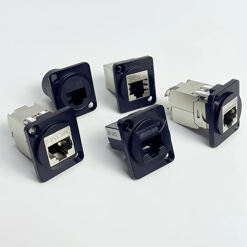 D-Type Panel Mount RJ45 Socket CAT5e/CAT6 Ethernet Direct Data Signal Waterproof Connector For Industrial Enclosure, Server Rack