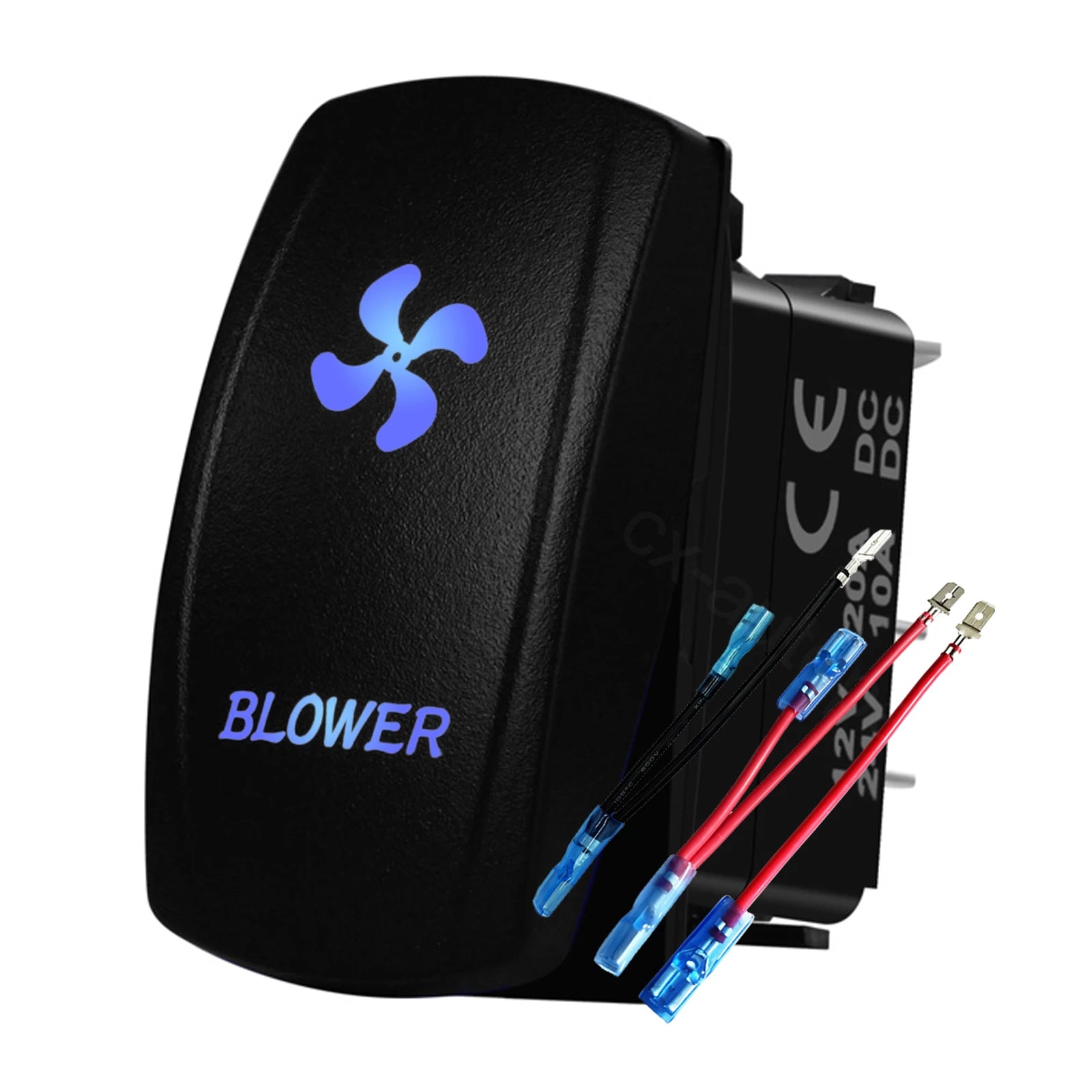 12V 24V Boat Trim Tabs Switch (ON)-OFF-(ON) Momentary Rocker Switch Waterproof Blue Light ON-OFF Toggle Switch With Harness