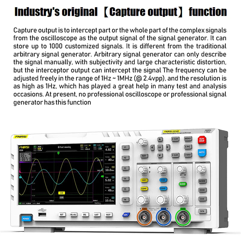 FNIRSI-1014D 1013D TC3 Oscilloscope 3-in-1 Dual Channel Input Signal Generator 100MHz * 2 Analog Bandwidth 1GSA/s Sampling Rate