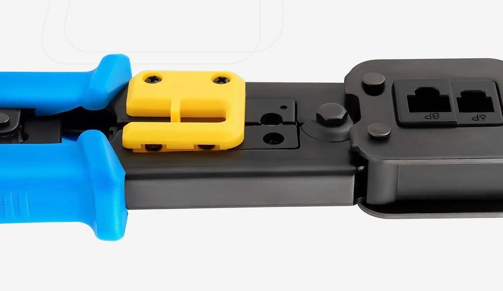 Hoolnx RJ45 Crimp Tool Pass Through Ethernet Crimper Cutter Stripper for Cat5e Cat6 RJ45/RJ12 Regular and End Pass Through Plugs