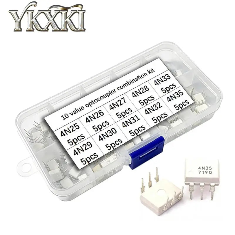 50PCS/Set Optocoupler KIT 4N25 4N26 4N27 4N28 4N33 4N29 4N30 4N32 4N35 4N36 DIP-6 IC Combination kit box