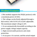 1/3/5/10/20PCS Type-C PD QC Trigger Module 5V 9V 12V 15V 20V Adjustable Fast Charging Decoy Module 100W