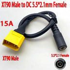 1Pcs XT90 Male/Female Connector To DC 5.5*2.1 5.5*2.5 14AWG 15A Power Cable Adaptor For Car Battery Charging Adapter Cables 30CM