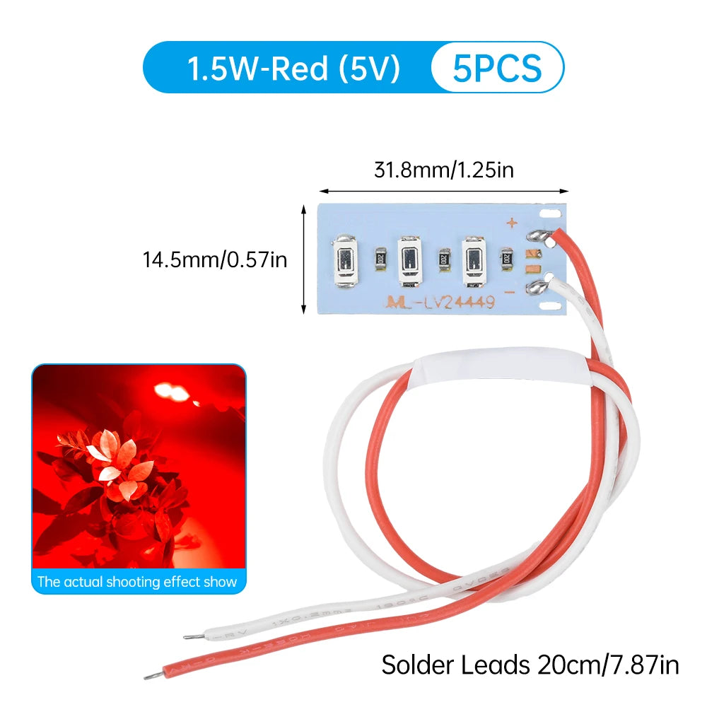 5pcs High Brightness 1.5W 5V LED 5730 SMD Color Lamp Bead Light Board Bulb With Line Red Yellow Green Blue Warm White Light