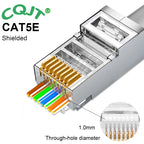 CAT6 CAT7 CAT5E RJ45 Connectors Pass Through Modular Plug Network UTP 3/50μ Gold-Plated 8P8C Crimp End for Ethernet Cable