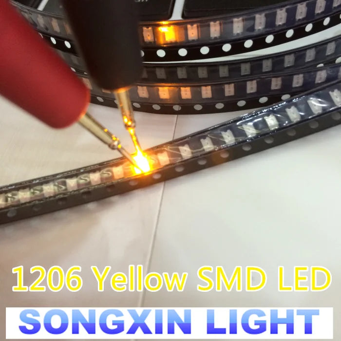 100pcs 1206 SMD LED White Red Blue Yellow Green Orange Warm White Pink Purple Uv RGB Ice Blue Orange Amber Light Emitting Diode