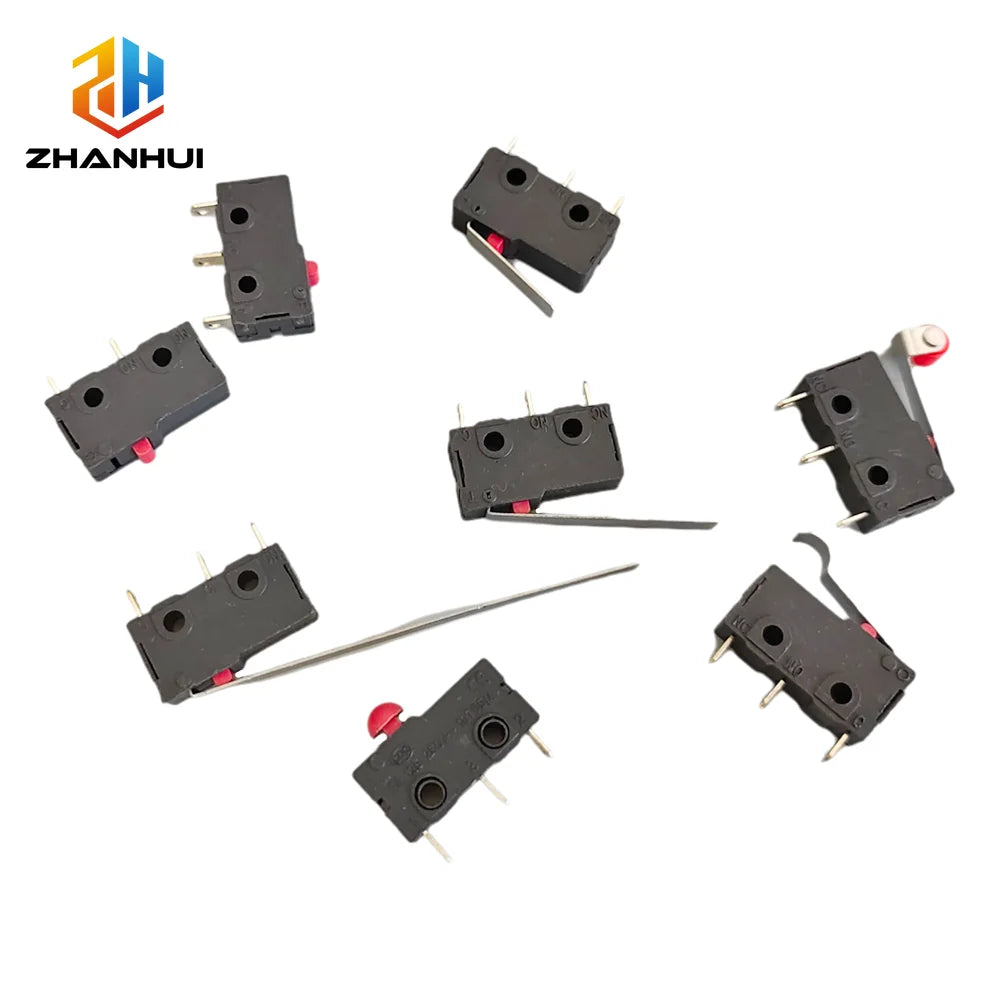 40PCS/Box Mini Micro Limit Switch - NO NC SPDT 2P/3P Terminals 5A 125V/250V Roller Arc Lever Snap Action Switch