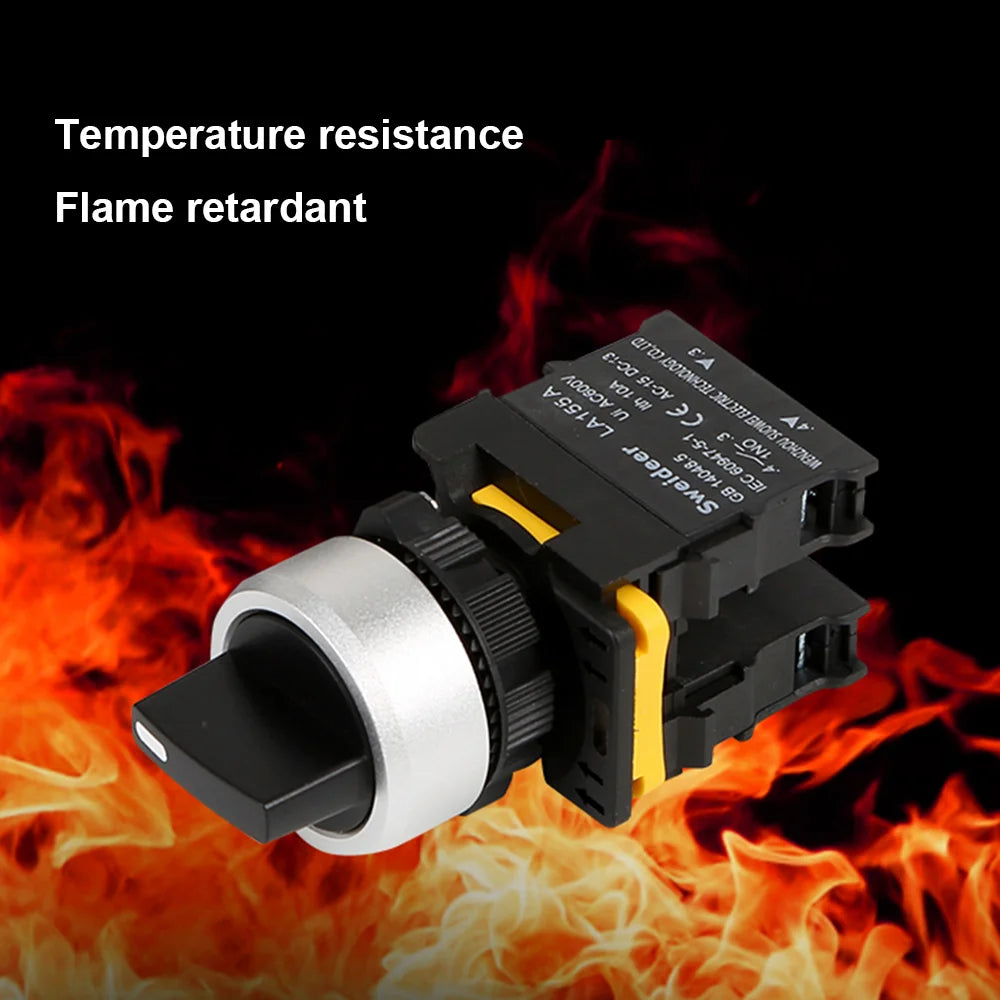 Selector Switch 22mm 2NO/1NO1NC 2/3 Position Self Locking Momentary Button Start Stop Waterproof Push Button Rotary Switch 10A
