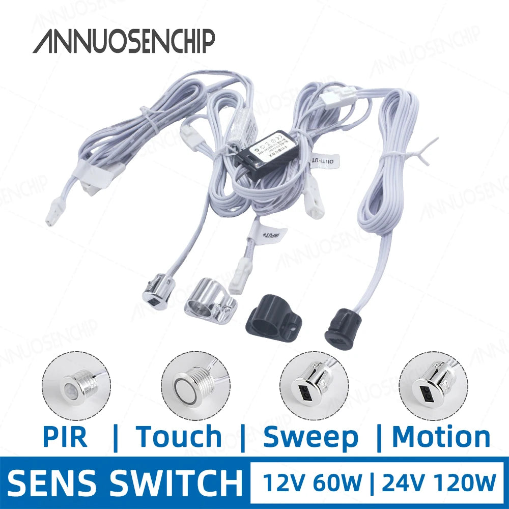 Cabinet LED Lighting Lamp Strip Sensor Switch DC12-24V 5A Mini PIR/Touch/Sweep/Motion Electrical Switches DuPont Connector Cable