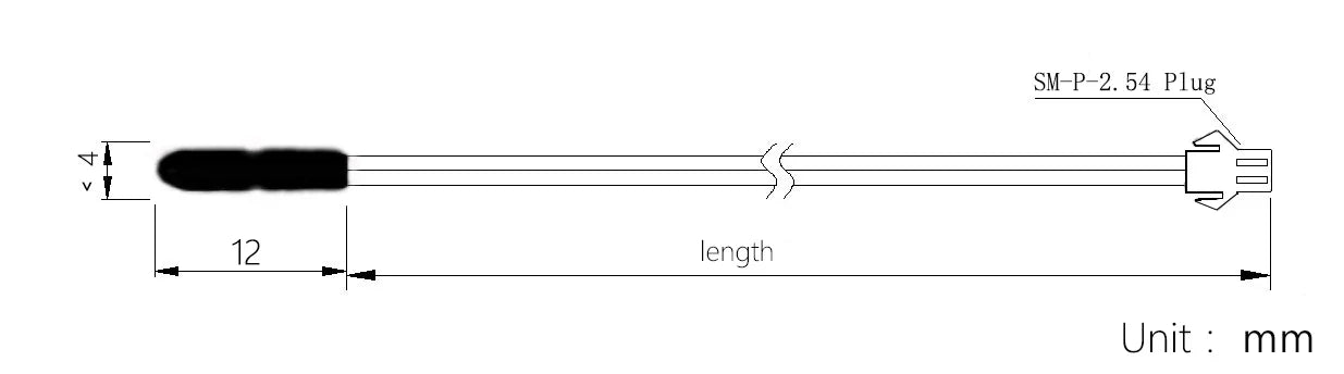 10pcs Temperature Sensor  Epoxy Air Temperature Probe 10K B Value 3950 Error 1%L =20CM SM-P2.54-2P Plug NTC Thermistor
