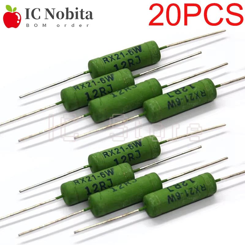 20PCS Wire Wound Resistance RX21 5W 6W 10W Resistor 5% 3 4.7 10 22 27 47 100 120 180 200 220 270 330R 360 510 1K 10K 12K 15K Ohm