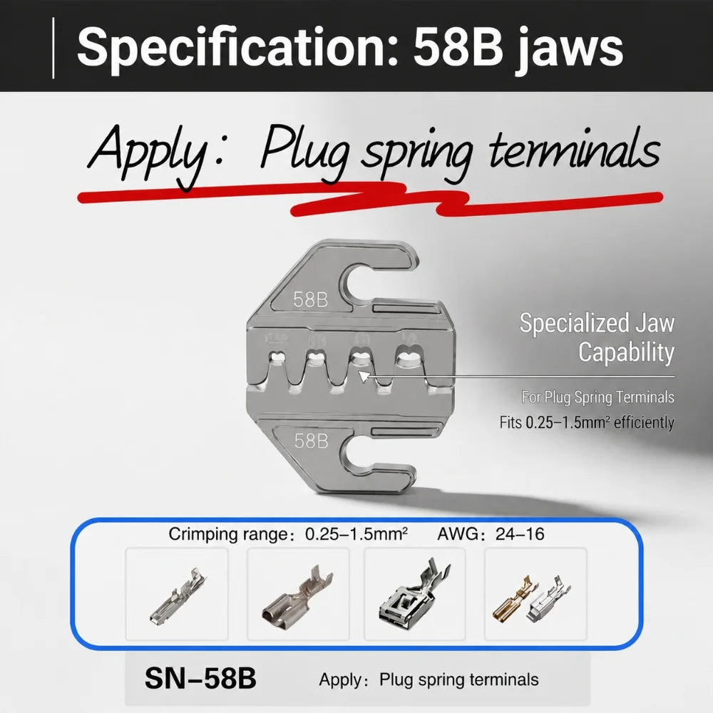 Ratchet Quick-Change Crimping Pliers SN-68 with 6 Jaws for Automotive Terminals, Dupont Terminals, Wire Crimping Tool Kit