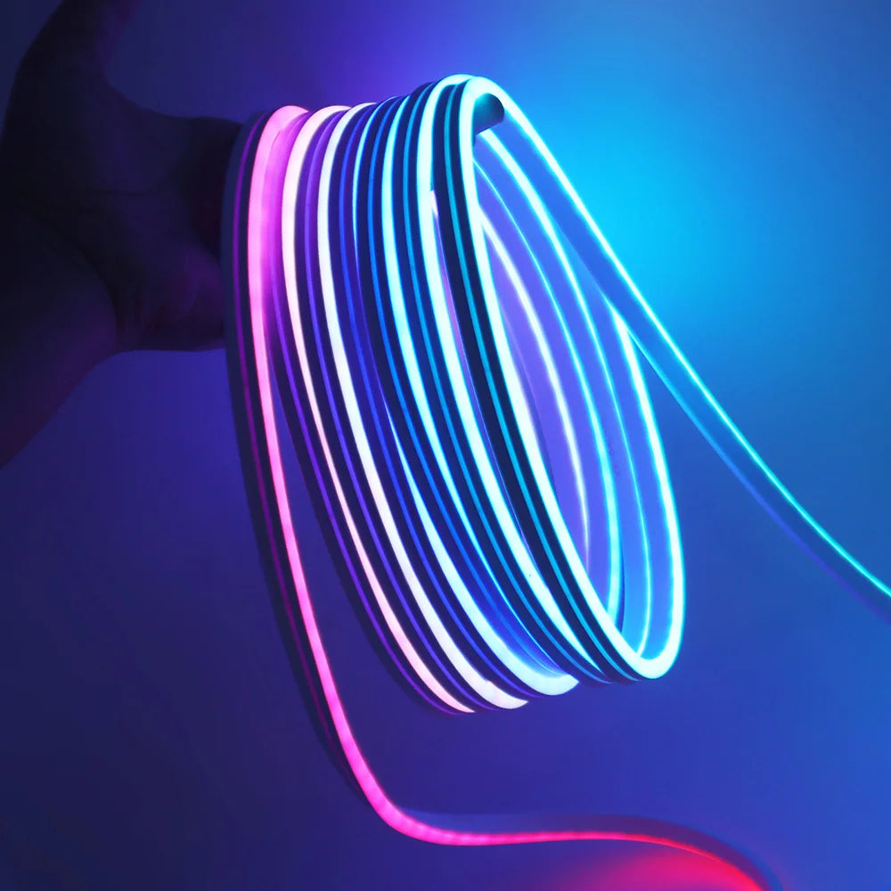 12V 24V RGB Neon Light LED Strip Addressable WS2811 84LEDs/m 6x12mm Flex Silicone Rope Rainbow Lamp Home Decoration Waterproof