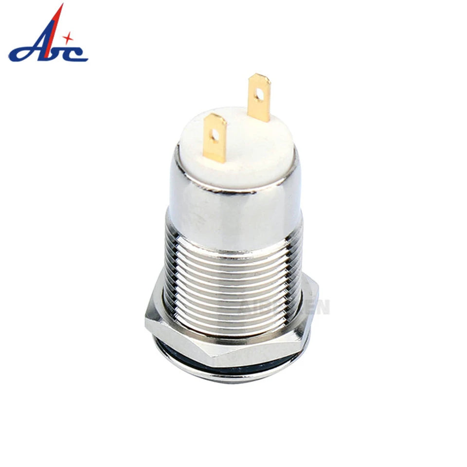12mm 1NO Momentary Latching push button switch high flat head Push Button waterproof metal switch 2A 250V AC