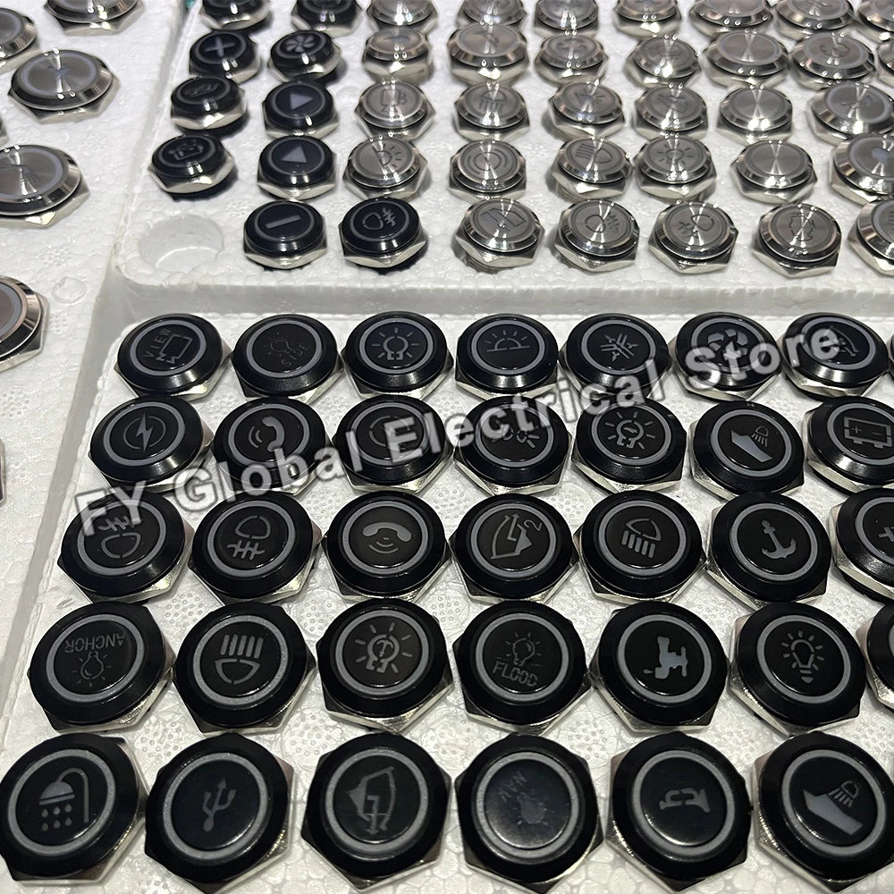 16/19/22MM Custom Metal Push Button Switch with Socket Waterproof Luminous Latching Momentary Car Boat Motorcycle 12V 24V 220V