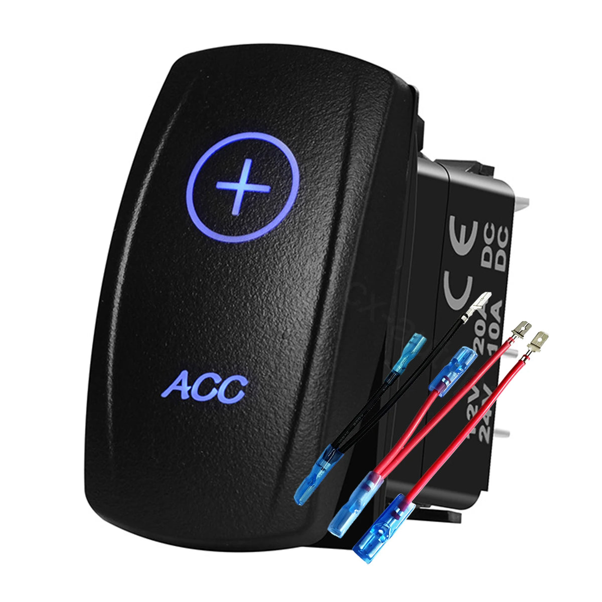 12V 24V Boat Trim Tabs Switch (ON)-OFF-(ON) Momentary Rocker Switch Waterproof Blue Light ON-OFF Toggle Switch With Harness