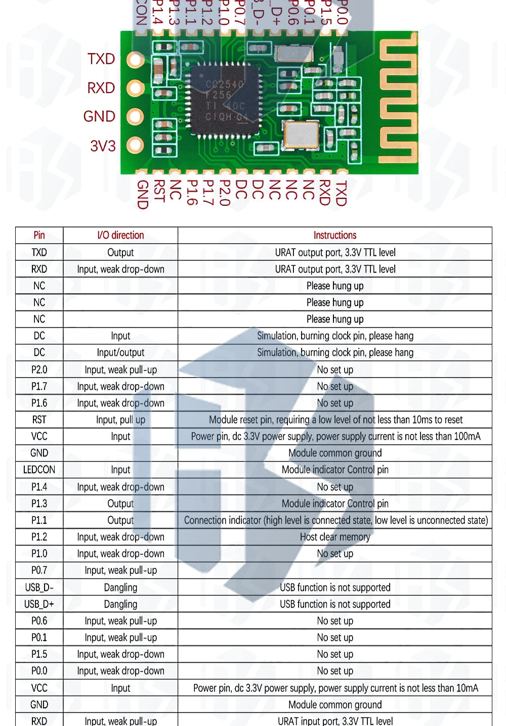 1PCS HC-08 Low-Power Bluetooth Module – BLE 4.0 UART Serial Port for Arduino Projects