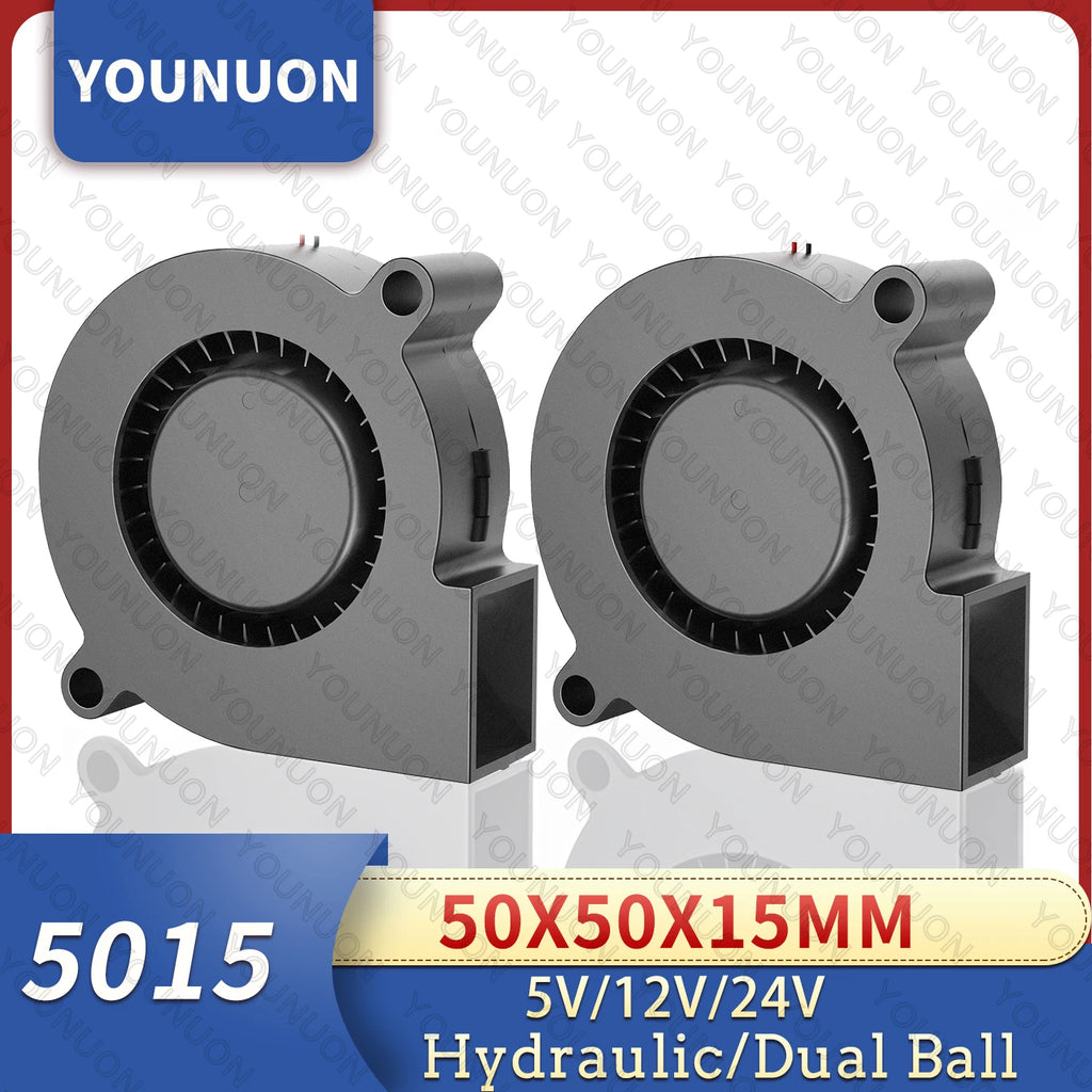 5015 5cm DC 5V 12V 24V 2Pin Dual Ball/Hydraulic Bearing Brushless Cooling Turbine Blower Fan 50mm x 15mm Blower Cooler Fan