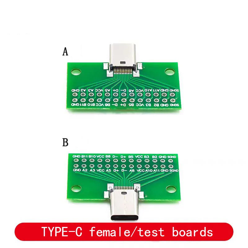 TYPE-C Male and Female Header Test Board Double-Sided Positive and Negative Insertion Row Pin 24P Male to Female USB3.1 Adapter