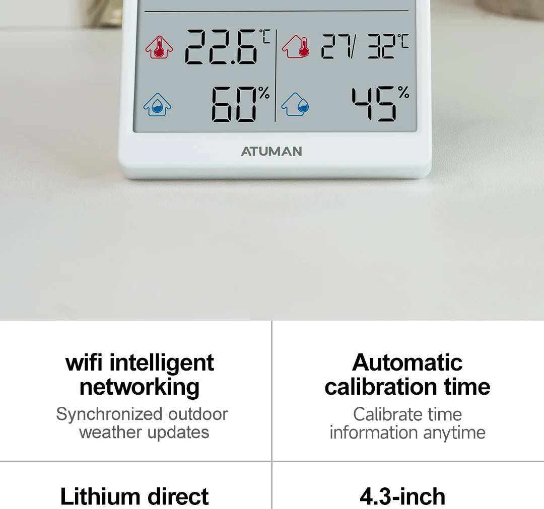 New DUKA TH3 Electronic Temperature Humidity Sensor Wifi Smart Electric Digital Hygrometer Thermometer Clocks Weather Station