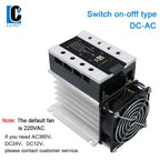 LCTC Three Phase Solid State Relay SSR With Heat Sink 40A 3-Three DC to AC AC To AC 3-32VDC Control For Switch On-Off