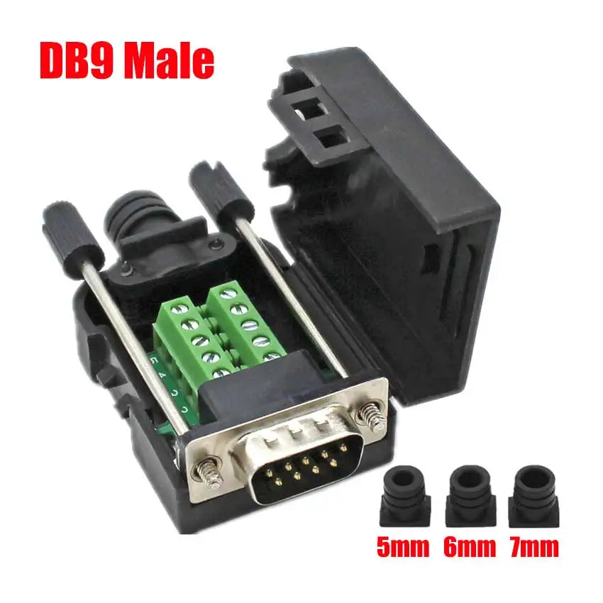 DB9 DB15 DB25 Connector D-SUB 9 15 25 Pin Male Female Plug RS232 RS485 Breakout Terminals 21-24 AWG Wire Solderless Connectors