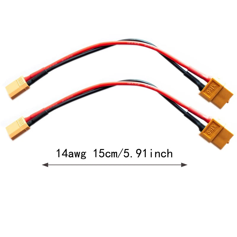 2Pcs 14awg 15cm/30cm XT60 Female Plug to XT30 Male Connector Adapter Charge Cable for ISDT Style Chargers