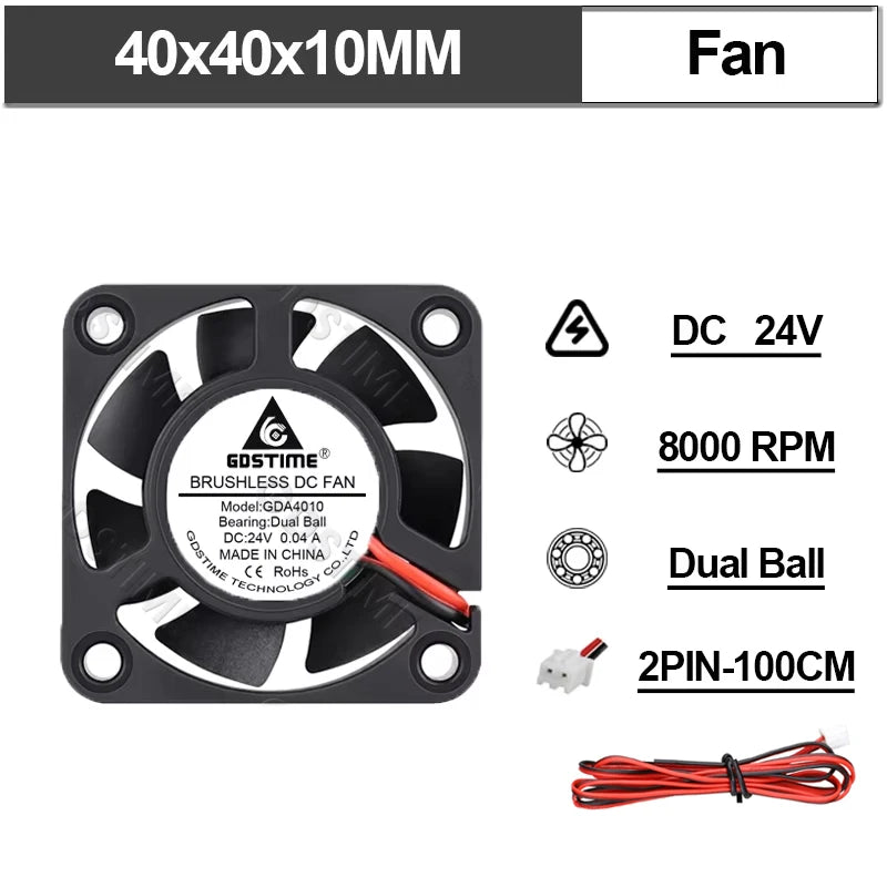 Gdstime Brushless Turbo Fan 24V Dual Ball 30mm 40mm 50mm For 3D Printer Fan DC Blower Cooling Fan 3010 4010 4020 5015 Clooer