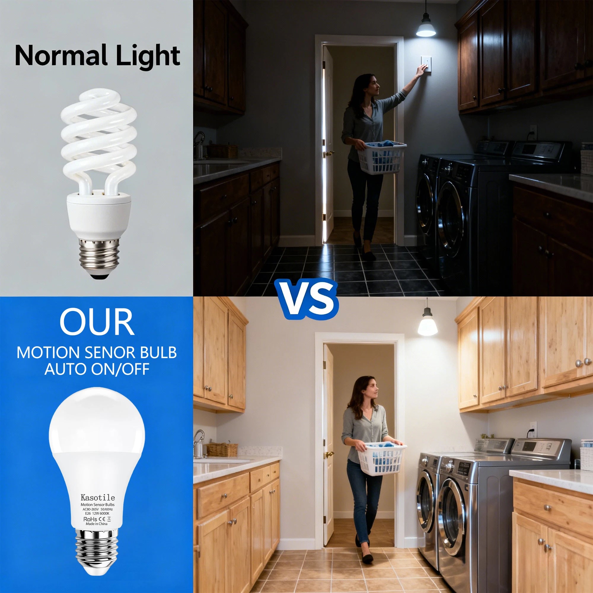 5/10 PACK 9W 12W Motion Sensor LED Bulbs E27 AC 80-265V Auto Dusk ON Dawn OFF Cold Warm Light for Garden Porch Outdoor Lighting