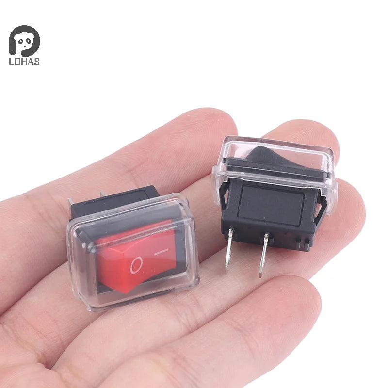 5Pcs Black Push Button Mini Switch 2Pin Snap-in On/Off Rocker Switch With Waterproof Cover