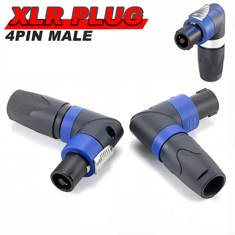 2/4/8Pcs 4Pins L-Shaped XLR Plug 90 Degree Plug Ohm Connector for Audio Speaker Speakon Led Powercon Adapter Amplifier