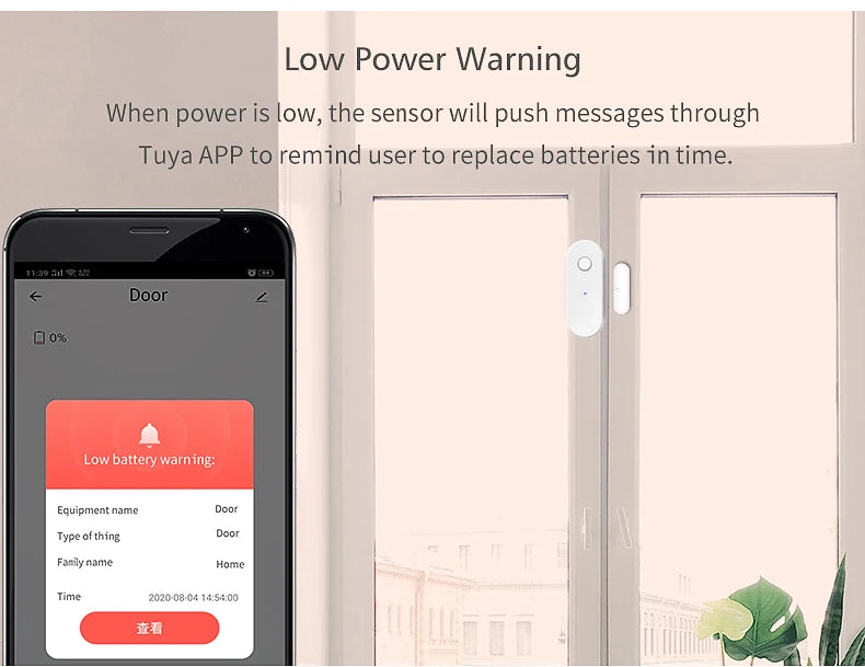 Tuya WiFi Door Sensor Window Anti-intrusion Door Open Close Burglar Security Alarm Magnetic Sensor Smart Life Alexa Google Home