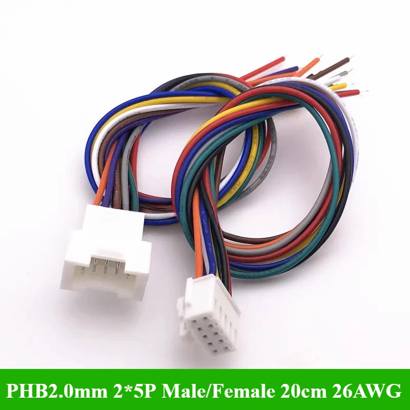PHB2.0 PHB 2.0MM Pitch Double Row With Lock Catch Wire Cable Connector 2x2P/3P/4P/5P/6P 20cm 26AWG Male and Female Plug Socket
