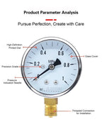 Y-60 Pressure Gauge Manometer Mechanical Dial Analog Bourdon Tube Industrial Hydraulic Water Pressure Meter