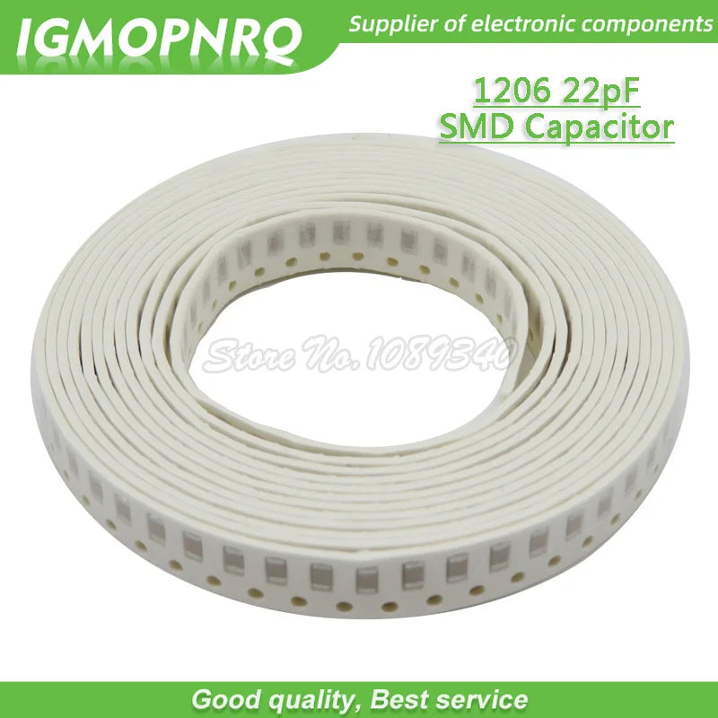 100PCS 1206 smd capacitor 22PF NPO Error 5% 50V 1206 22P capacitance IGMOPNRQ