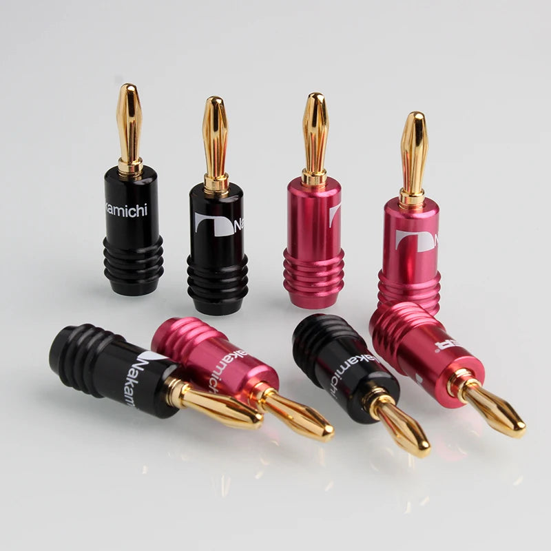 HiFi Audio 4mm 24K Gold Plated Banana Plug 4/8/10 Pcs for Home Theater Amplifier & DIY Speaker Setup