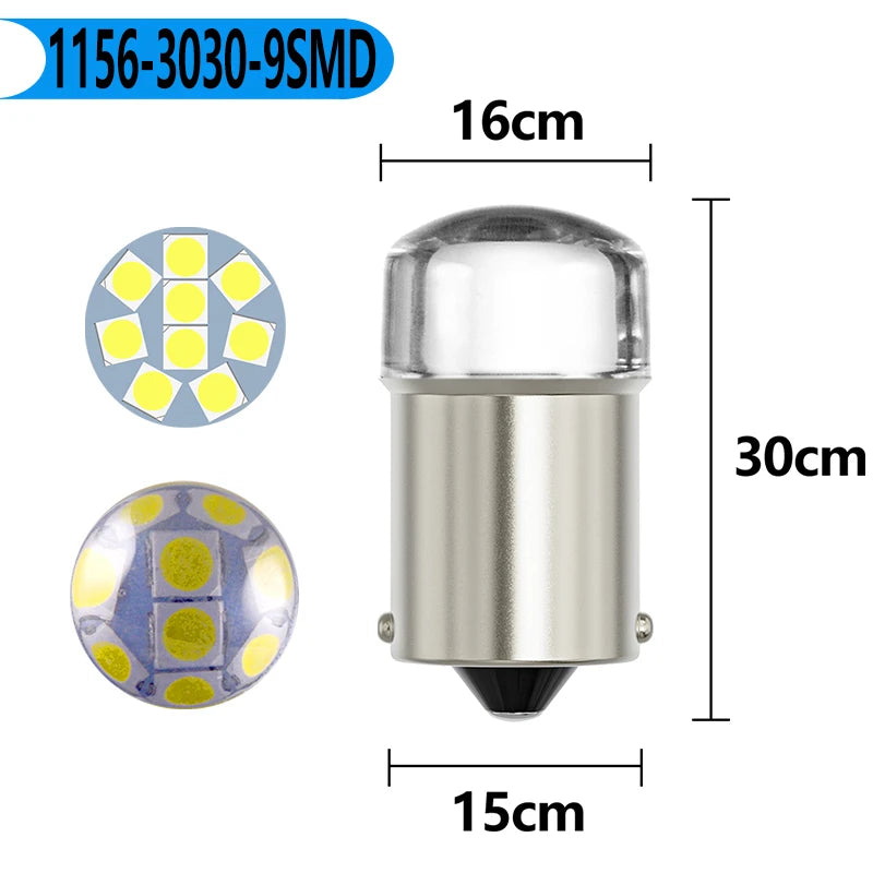 100PCS P21W P21 1156 BA15S 9 Led 3030 SMD Car Signal Lamp R5W R10W Auto DC 12V 24V