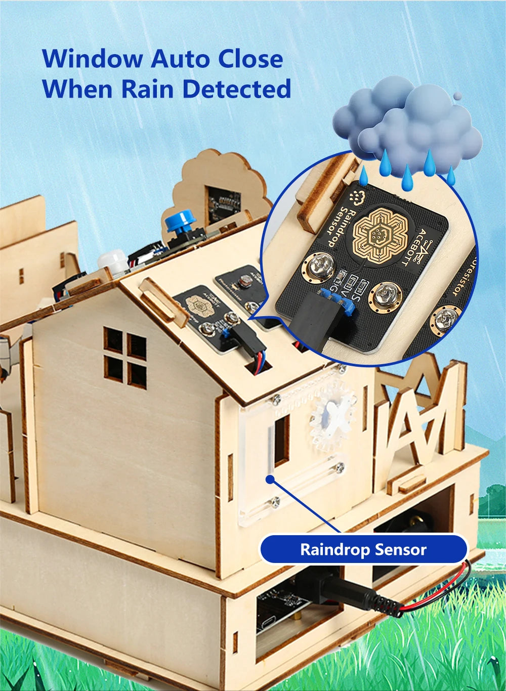 ACEBOTT DIY Smart Home Kit for Arduino Kit Robot Starter Automation Projects Wooden House Learning Kit for ESP32