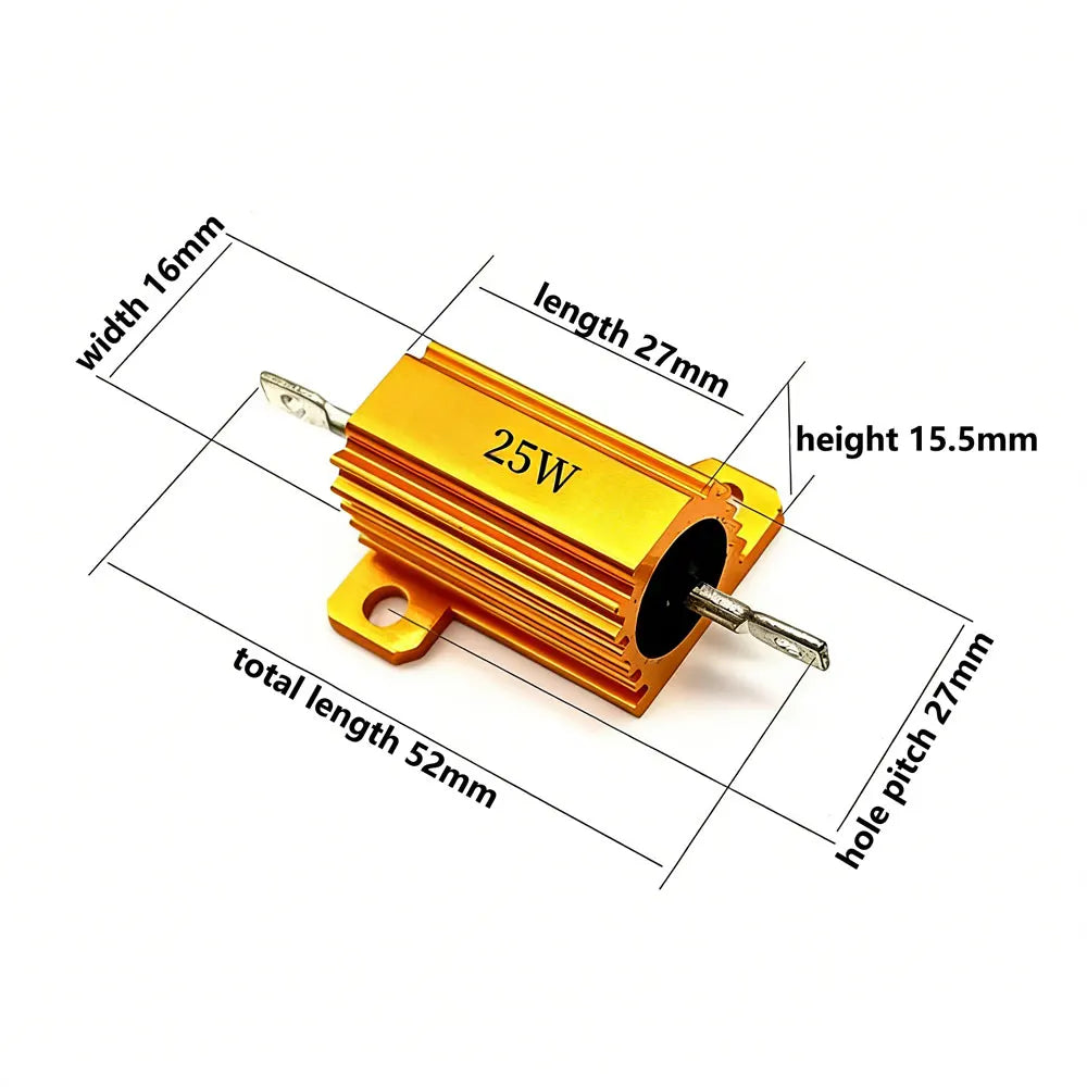 2PCS 10W 25W 50W 100W Aluminum Power Metal Shell Case Wirewound Resistor 0.1R 0.2 0.5 1K 2 3 4 5 6 8 10 12 15 20 30 50ohm RX24