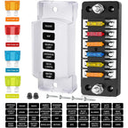 DaierTek 6 Way Fuse Block Blade Fuse Box with Negative Bus 6 Circuit Fuse Holder Fuse Block W/Negative Bus For 12V 24V Auto