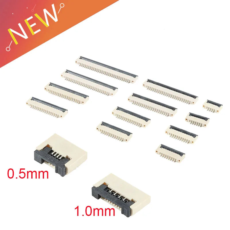 10Pcs FPC FFC Flip cover Connector 1.0mm 0.5mm Flat Cable PCB Connectors SMT ZIF 4 6 8 10 12 14 15 16 18 20 22 24 26 28 30-60Pin