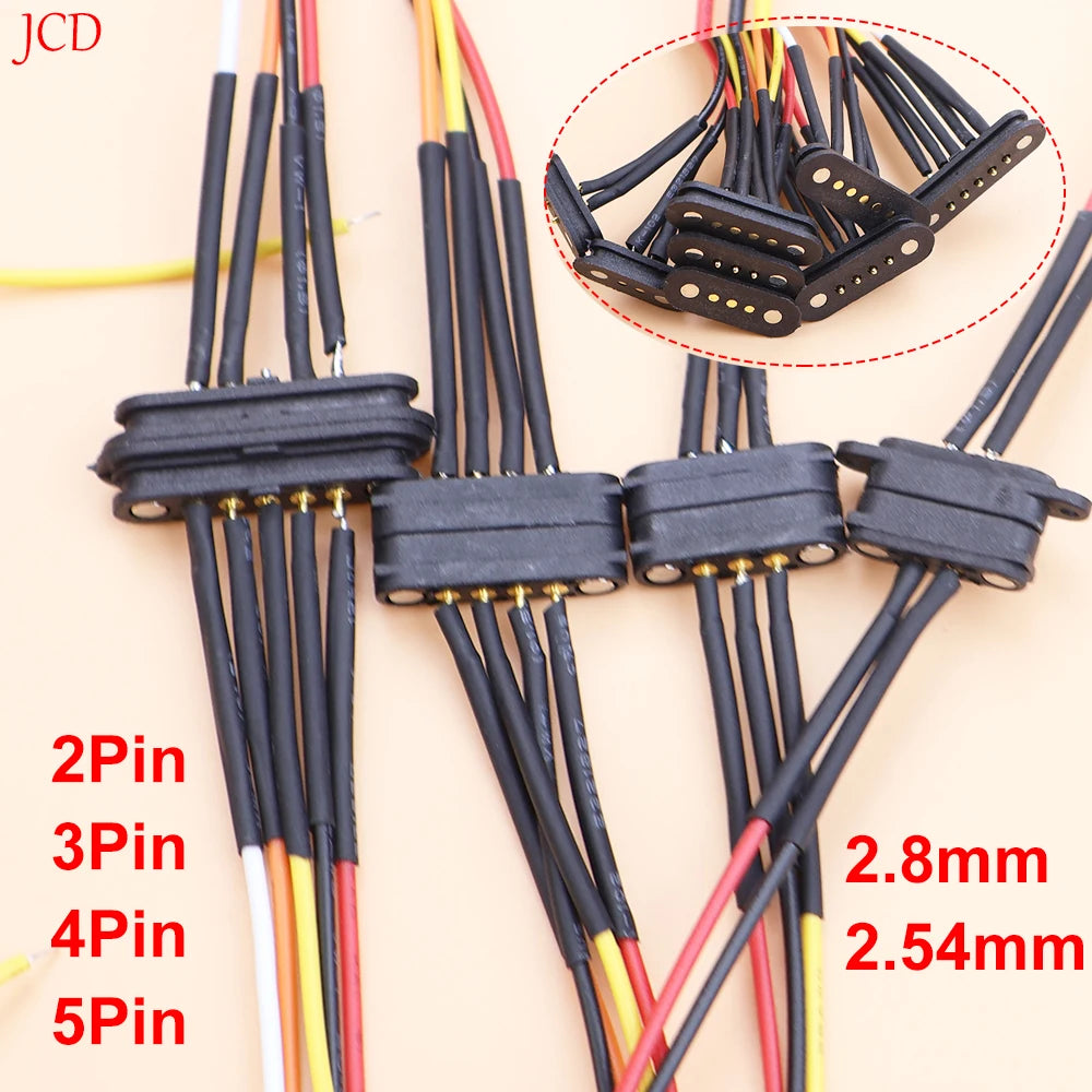 1 Pair 2A 36V DC Magnetic Pogo Pin Spring Loaded Male Female 2.8mm 2.54 MM Pitch 2/3/4/5pin Pole Through Holes PCB BTB Connector