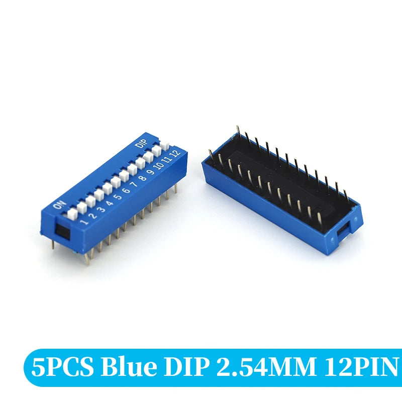 5PCS Blue Toggle Switch Spacing 2.54MM DIP Dial The Code Switch 1 2 3 4 5 6 7 8 9 10 12 PIN Quick Switch