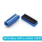 5PCS Blue Toggle Switch Spacing 2.54MM DIP Dial The Code Switch 1 2 3 4 5 6 7 8 9 10 12 PIN Quick Switch