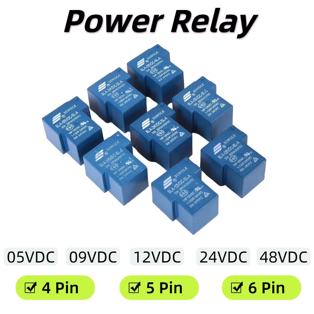 5 PCS Power Relay SLA Series SLA-05V 09V 12V 24V 48VDC-SL-A -C 4 Pin 5 Pin 6 Pin 30A T90 for Electronic Components Market