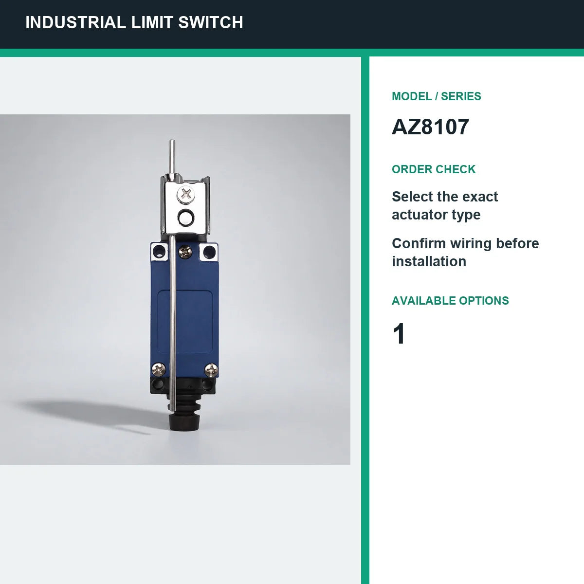 TEZUO AZ8107 IP65 Limit Switch Micro Travel Switch for Industrial Automation
