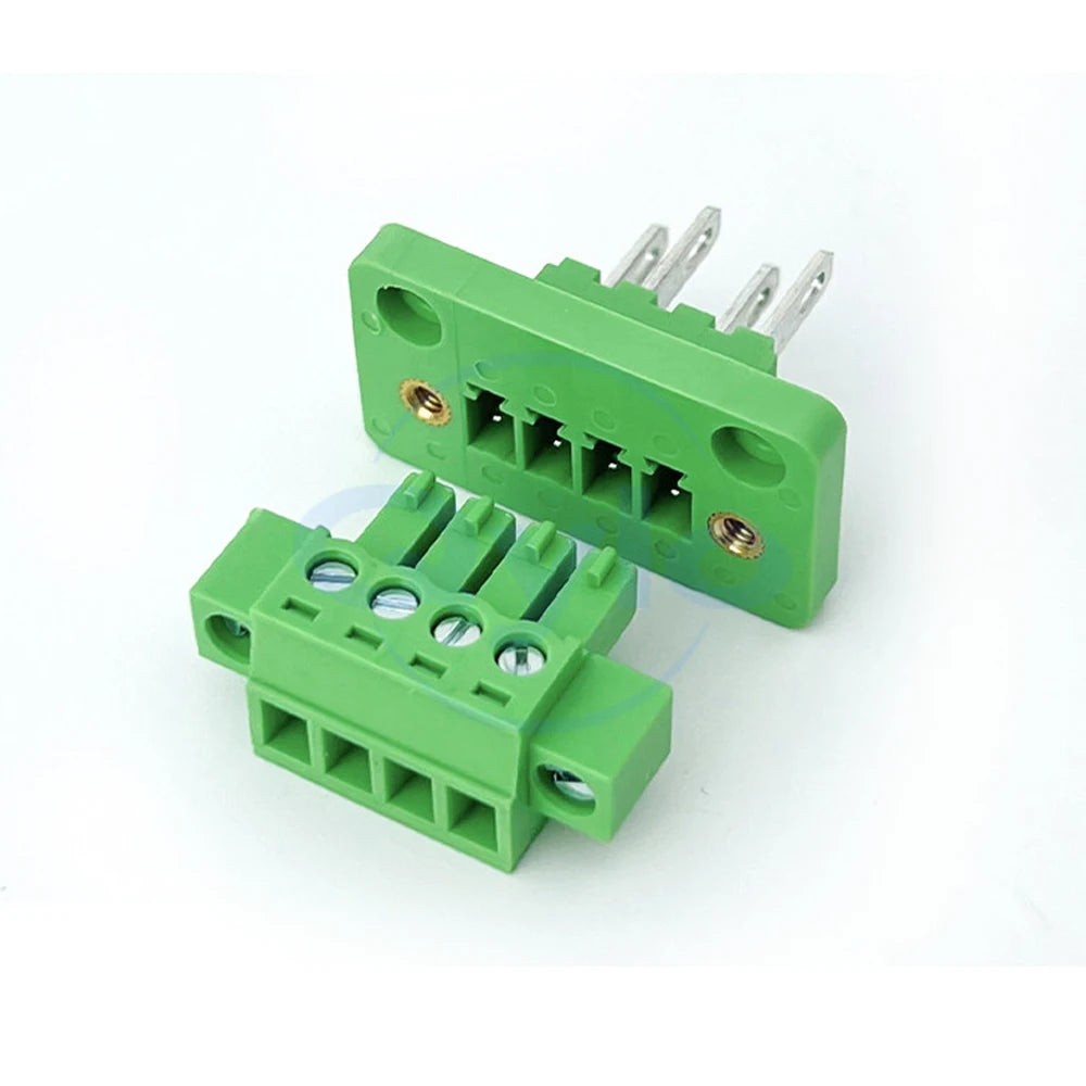 (1 pcs) 2EDGWB - 3.5mm 3.81mm Wall-Mounted Fixed Plug-in Terminal Block with Lugs KF 15EDGAM/KM Complete Set 3.5 3.81 2~24P