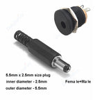 1-10Pcs 5.5 x 2.1mm 12V DC Power Male Plugs Connector Female Jack Screw Nut Panel Mount Adapter For DIY Projects Connector