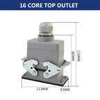 Rectangular Heavy Duty Connectors HDC HE 4 6 8 10 16 20 24 32 48 Core Pin 16A Waterproof Aviation Plug Top Side Line Connector
